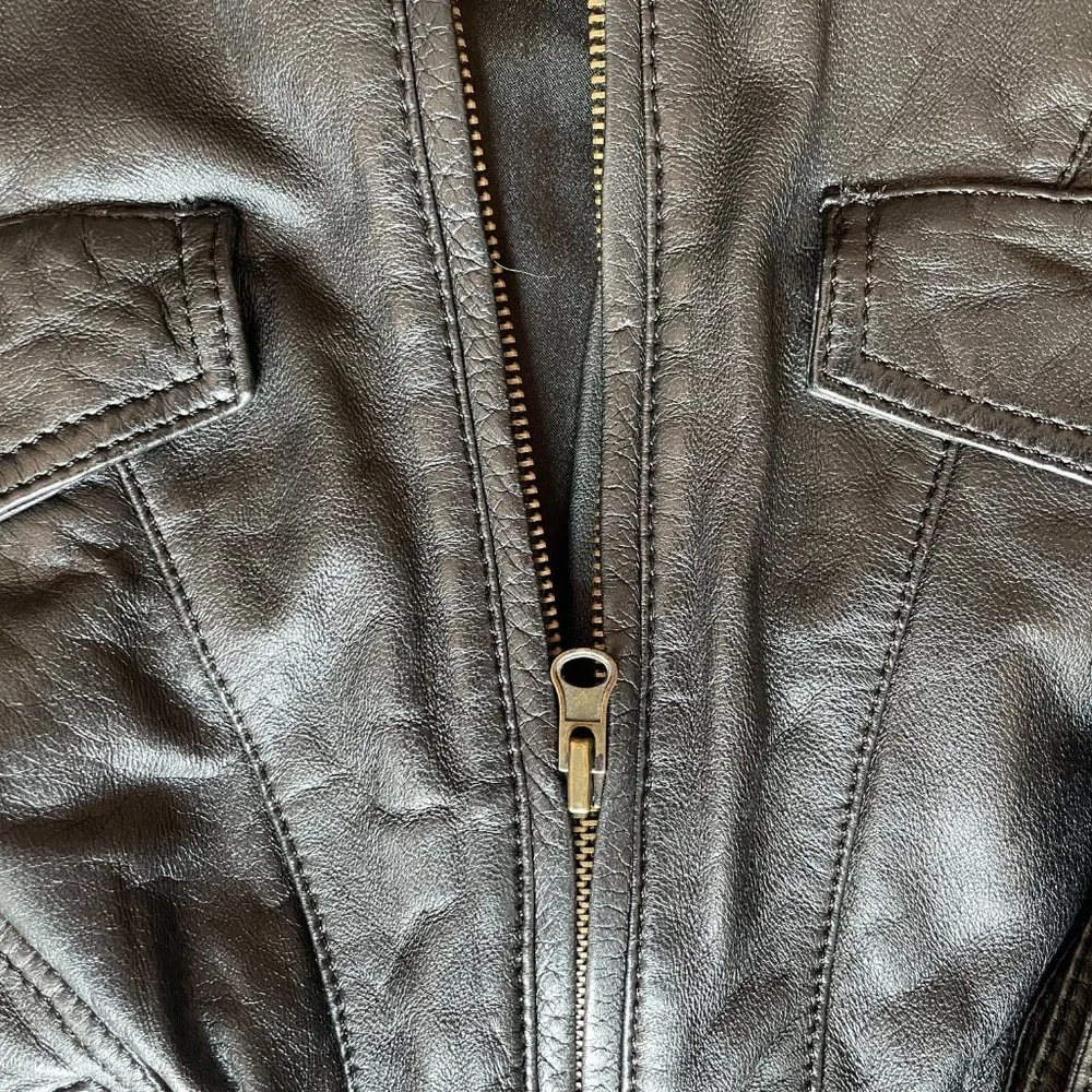 RESERVED - GENUINE LEATHER MOTO JACKET OASIS CROPPED - Picture 6 of 9